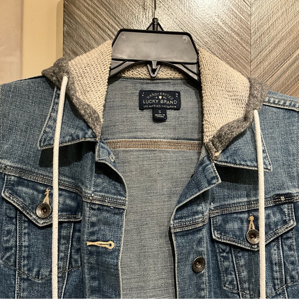 Lucky Brand Outfitters Blue Denim Jacket with Gray Sleeves - Picture 3 of 3